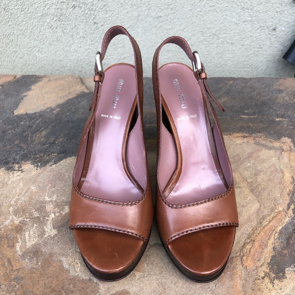 Miu Miu slingback peep-toe platform heels - Picture 5 of 8